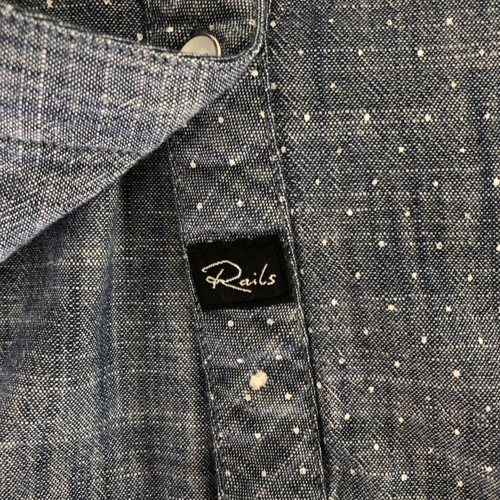 RAILS Chambray Button Front Top w White Polkadots - Picture 2 of 8